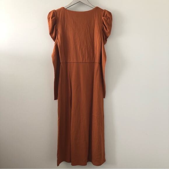 WAYF Puff Long Sleeve Midi Dress in Rust NEW - Picture 4 of 9